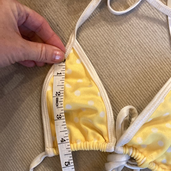 Itty-bitty yellow polkadot bikini sexy skimpy  stripper wear or tiny boobies - Picture 5 of 6